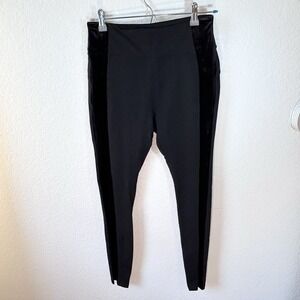 ATHLETA Metro Velvet Side Stripes Leggings Women's Black Pockets Back S EUC